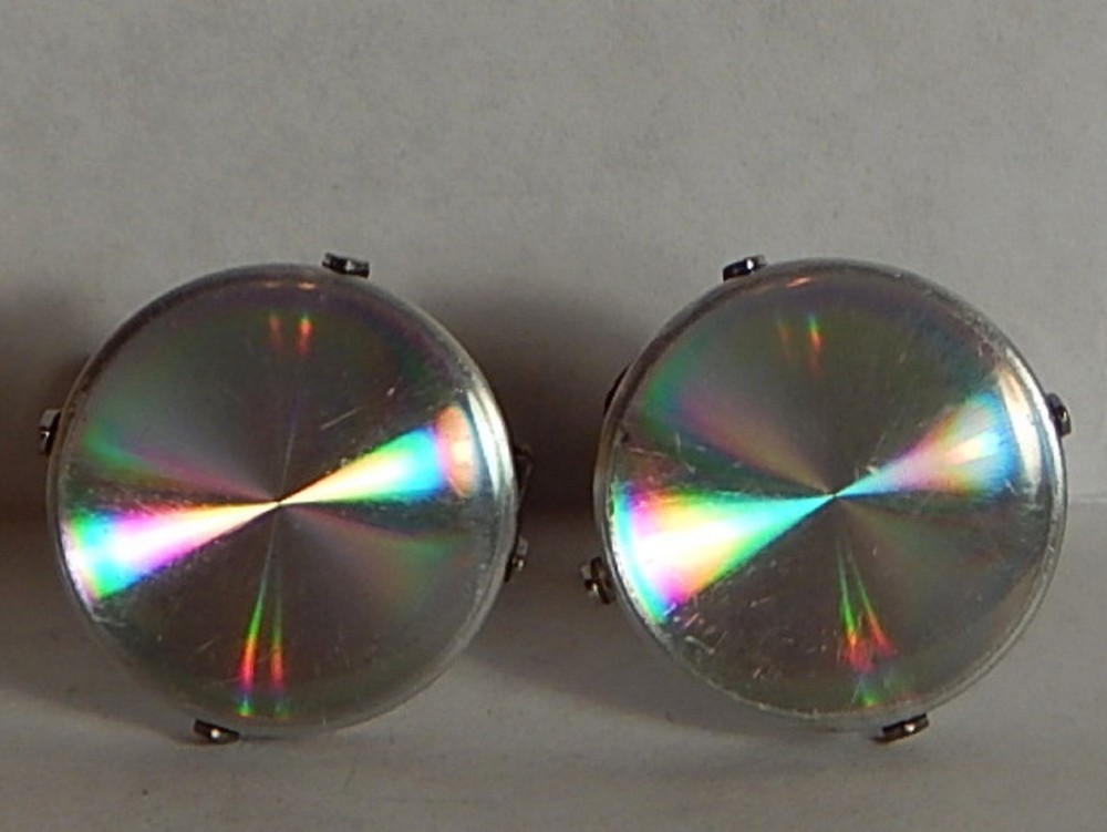 VINTAGE RAINBOW EFFECT SILVERTONE ROUND CUFFLINKS PAT. NO.