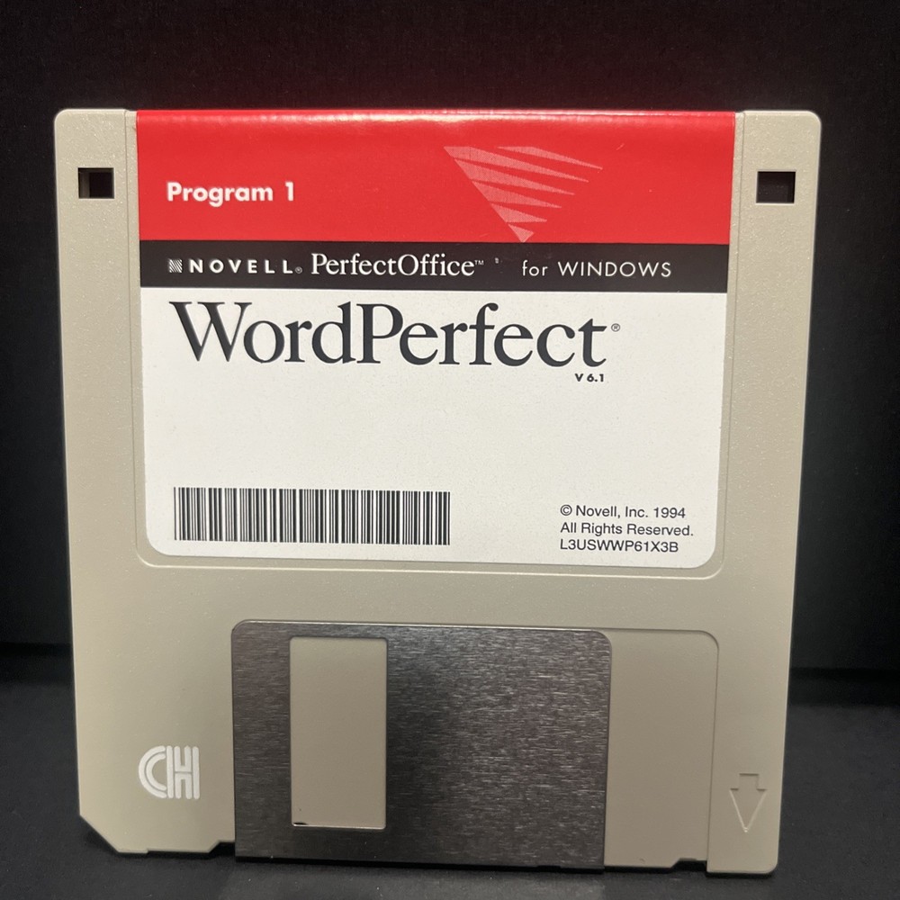 Vintage Novell WordPerfect for Windows Computer Program (10)3.5" Diskettes 1994