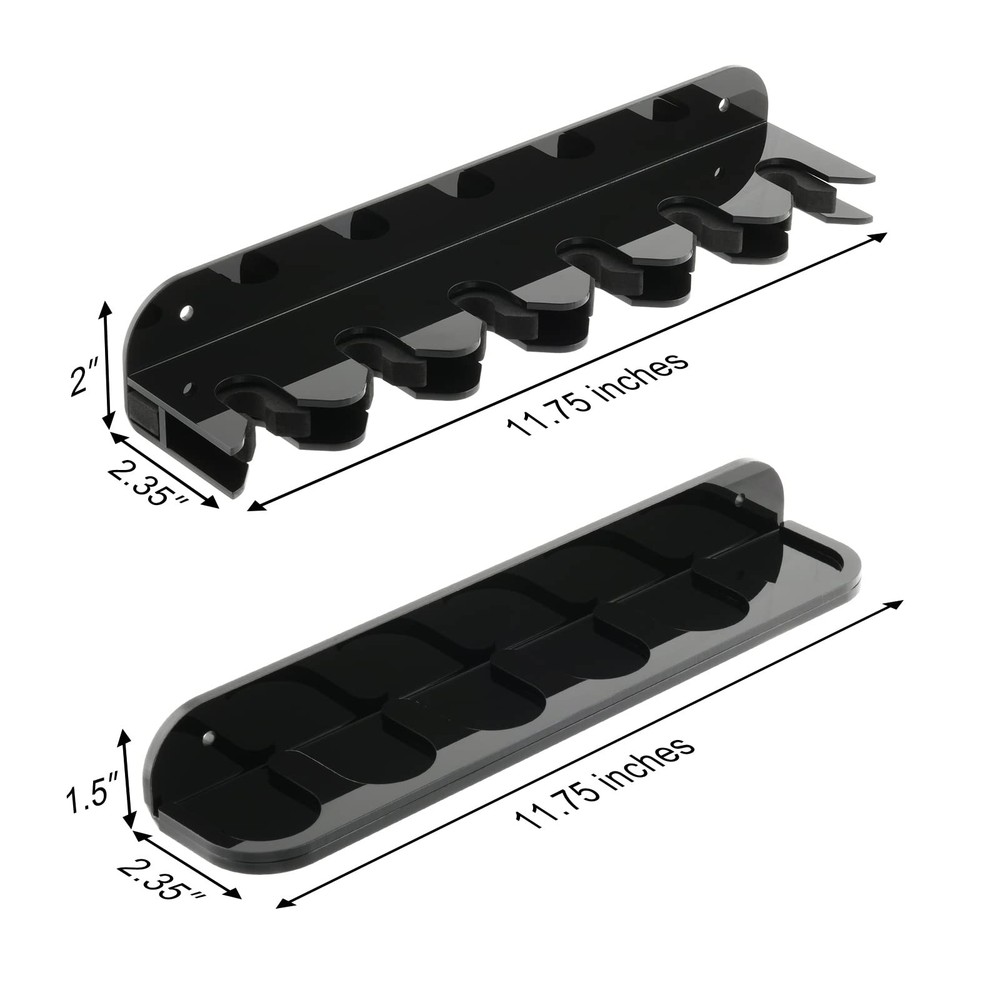 Cosmos Acrylic 2-Piece Billiard Cue Rack Wall Mount Solid Black