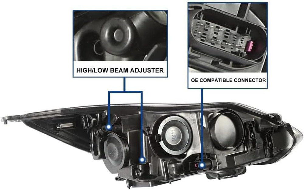 Headlights Assembly Pair with Bulbs for 2012 2013 2014 Ford Focus Halogen Headla