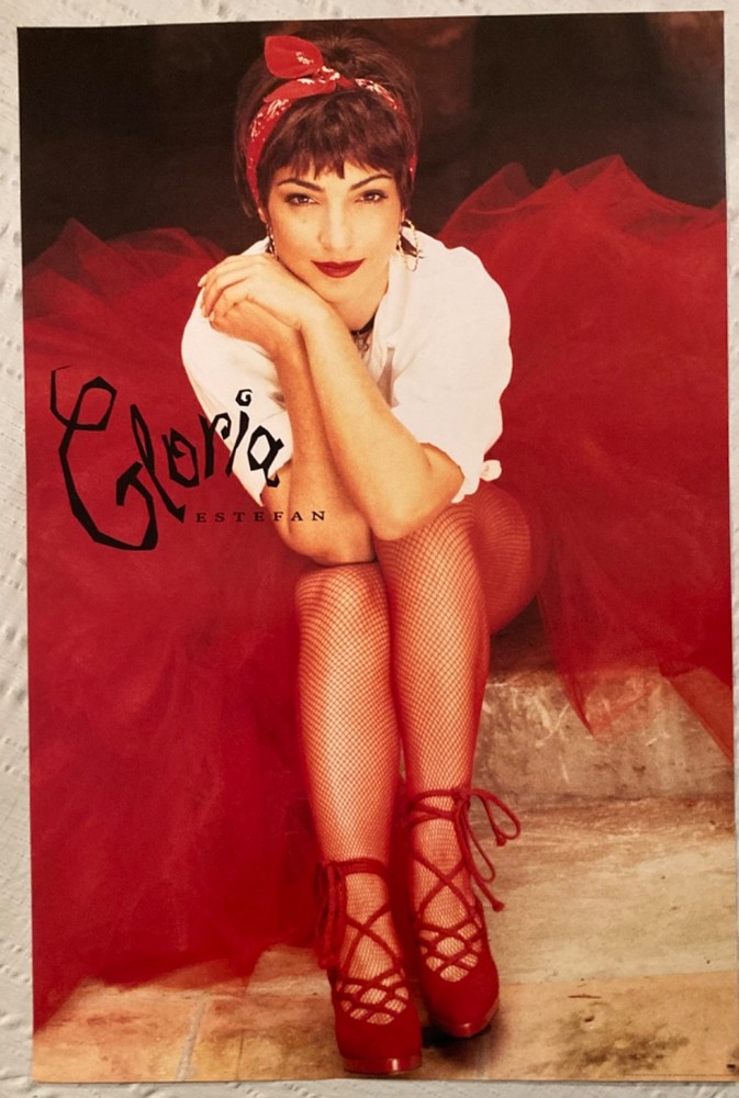 Gloria Estefan 1992 Promo Poster Sexy Red Fishnet Stockings Legs Girl Pinup R