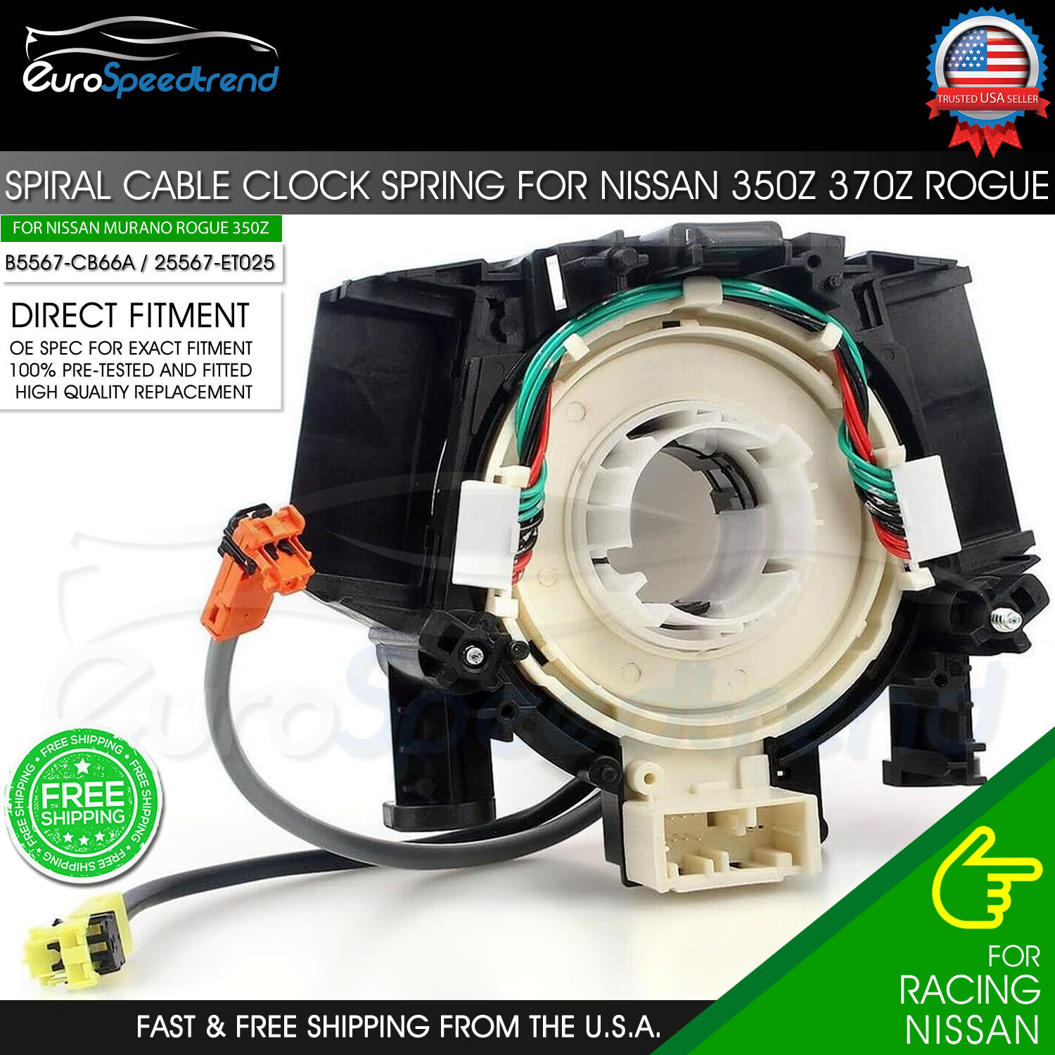 Spiral Cable Clock Spring for Nissan Versa Murano Rogue B5567-CB66A 25567-ET025