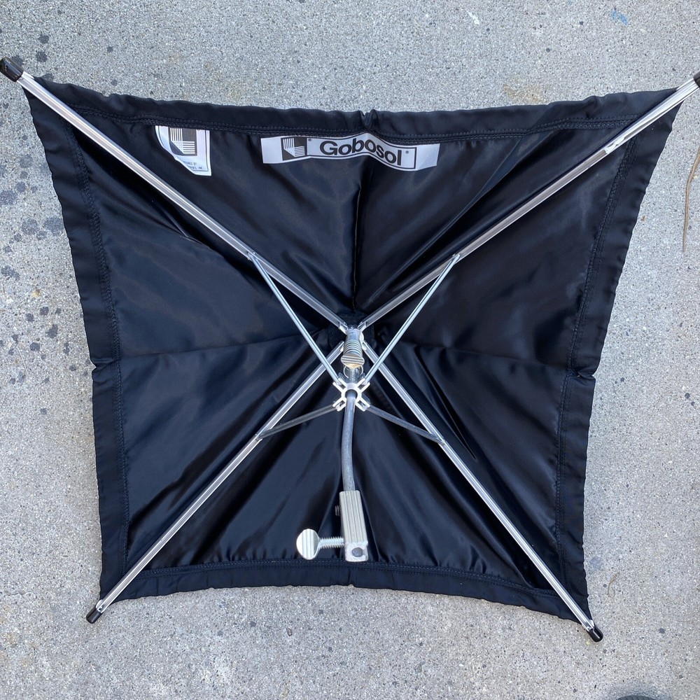 Larson Black Gobosol 20" Square Umbrella Complete w/ Bracket, Clamp & Bag