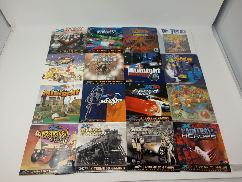 X3D Technologies PC Viewer Glasses 3DWORLD / TDV3D Lot with Software & 15 Games