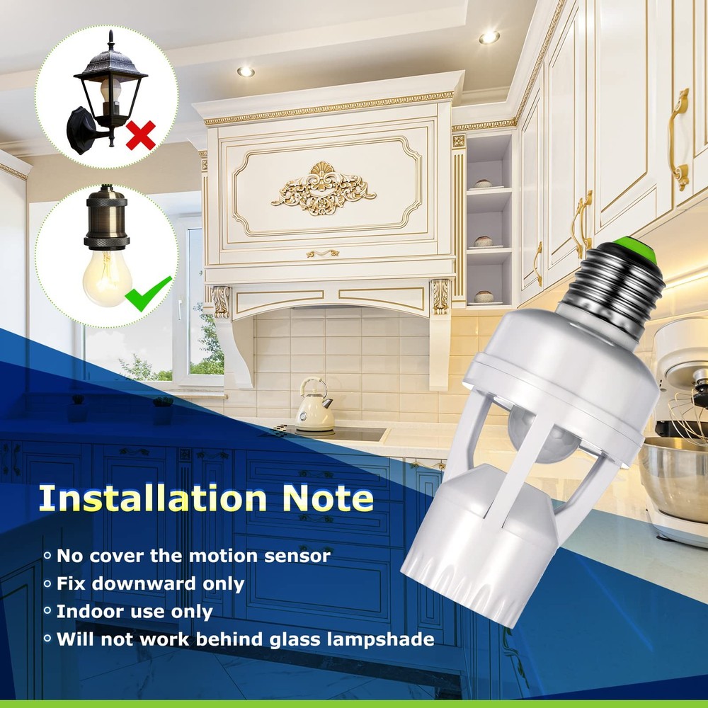 Hortsun 3 Pieces Motion Sensor Light Socket Smart Screw white, silver