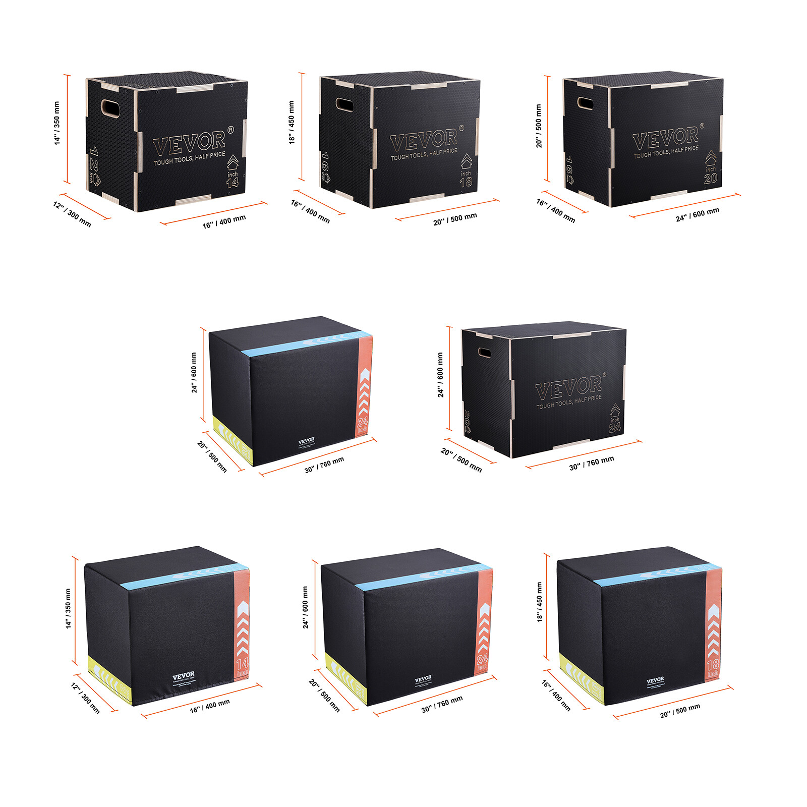 VEVOR 16/14/12/20/18/16/30/24/20/16/14/12/20/18/16/24/20/16/30/24/20 Plyo Box