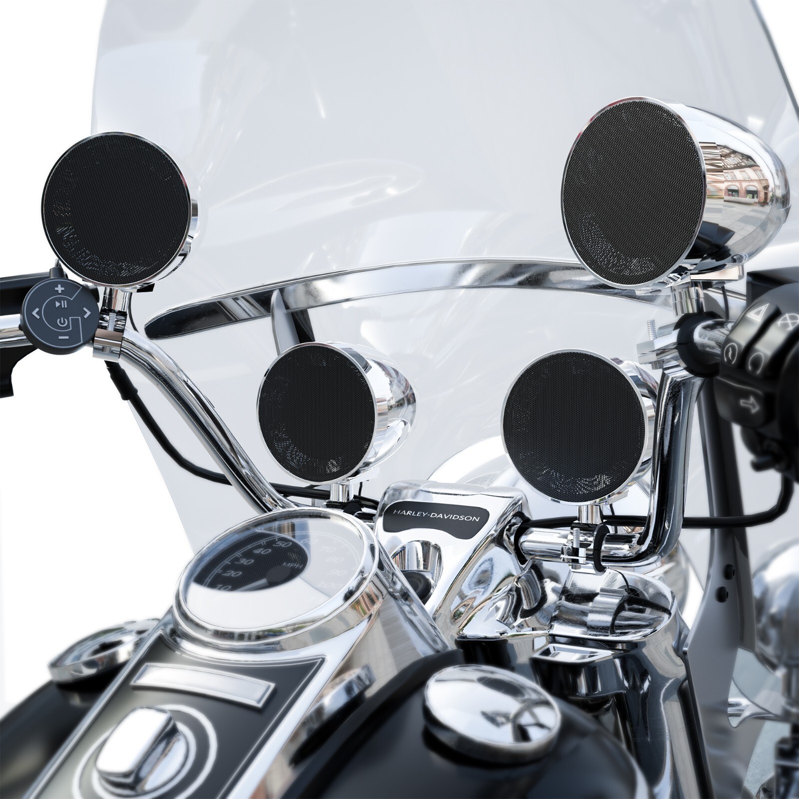 Waterproof Amp Bluetooth Stereo 4 Speaker Audio Music System Radio Harley Chrome