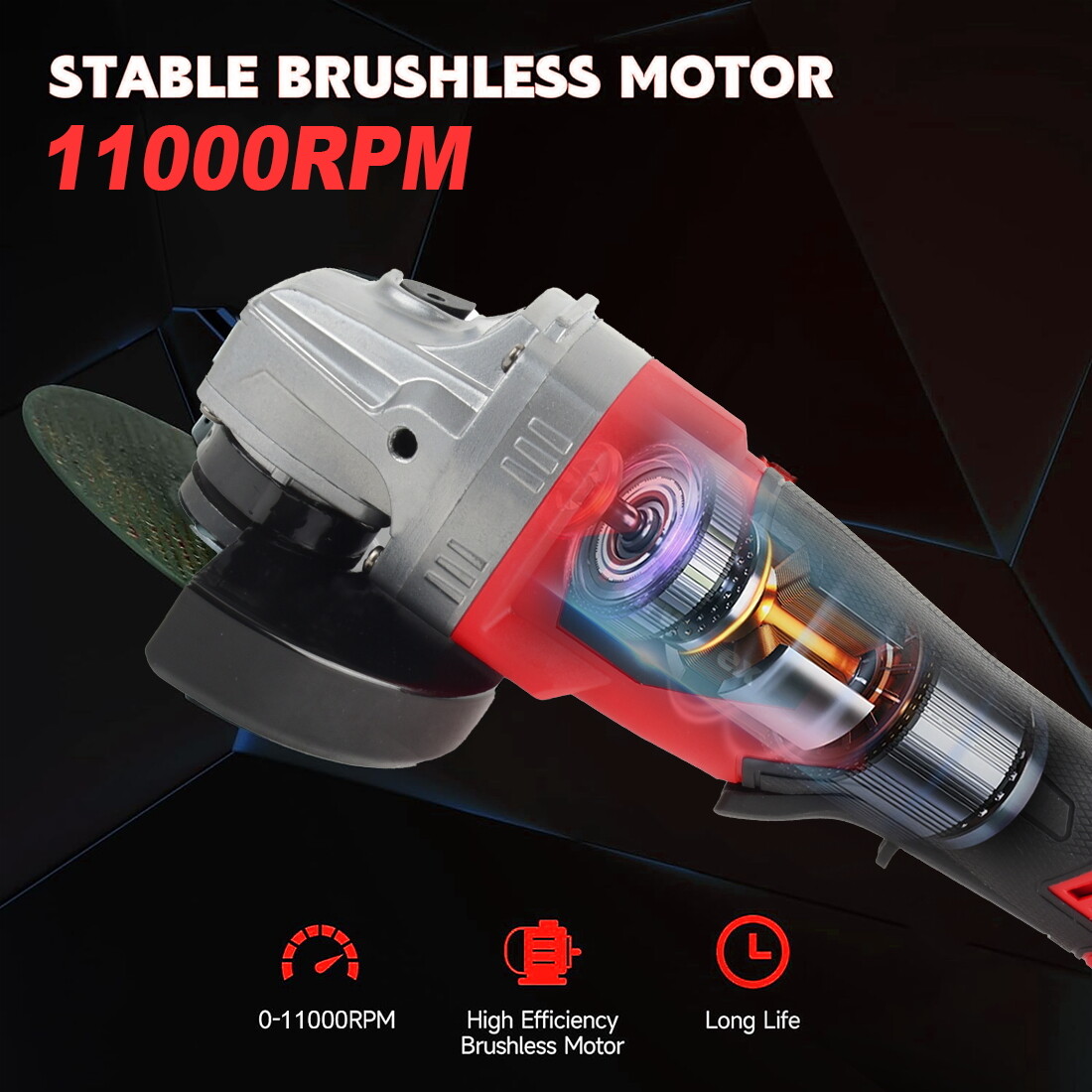 Cordless Brushless 125mm Angle Grinder for Milwaukee 18V Battery 11000 RPM TOOL