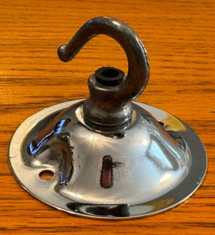 VINTAGE CHROME CHANDELIER CEILING ROSE WITH HOOK