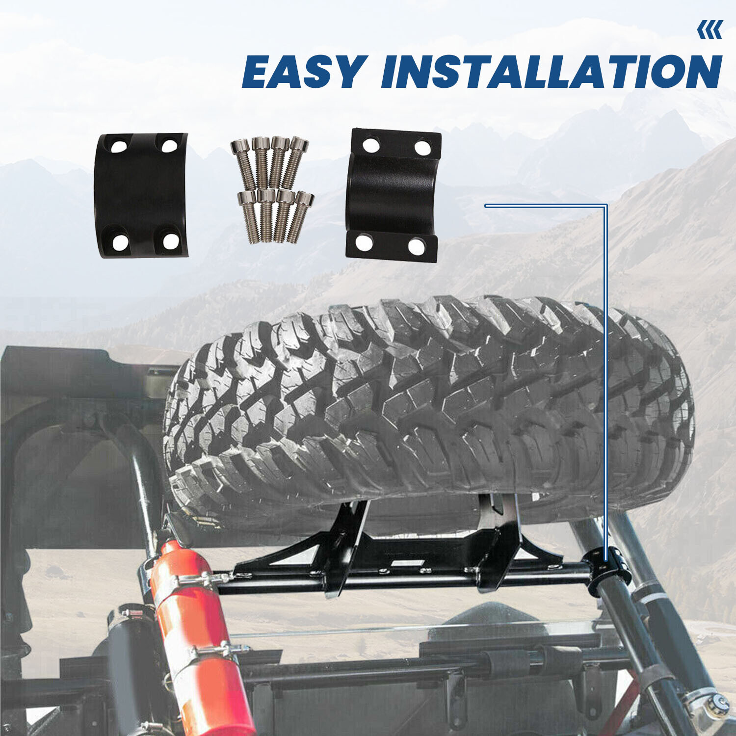 UTV Spare Tire Carrier Mount Rack For 14-23 POLARIS RZR XP 1000 TURBO XP 4