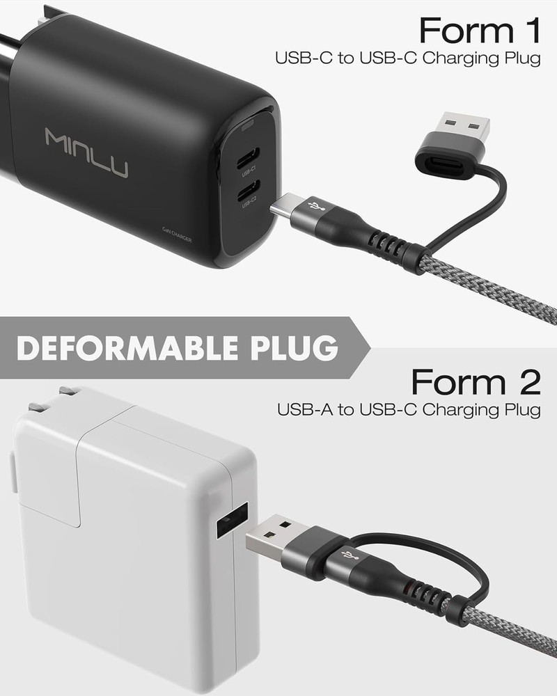 100W Fast USB C Charger Cable Right Angle, USB A/C to USB C Cable, 90 Degree