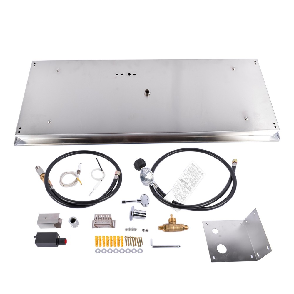 36x12-inch Fire Pit Pan Stainless Steel Fire Pit Burner Kit Rectangular