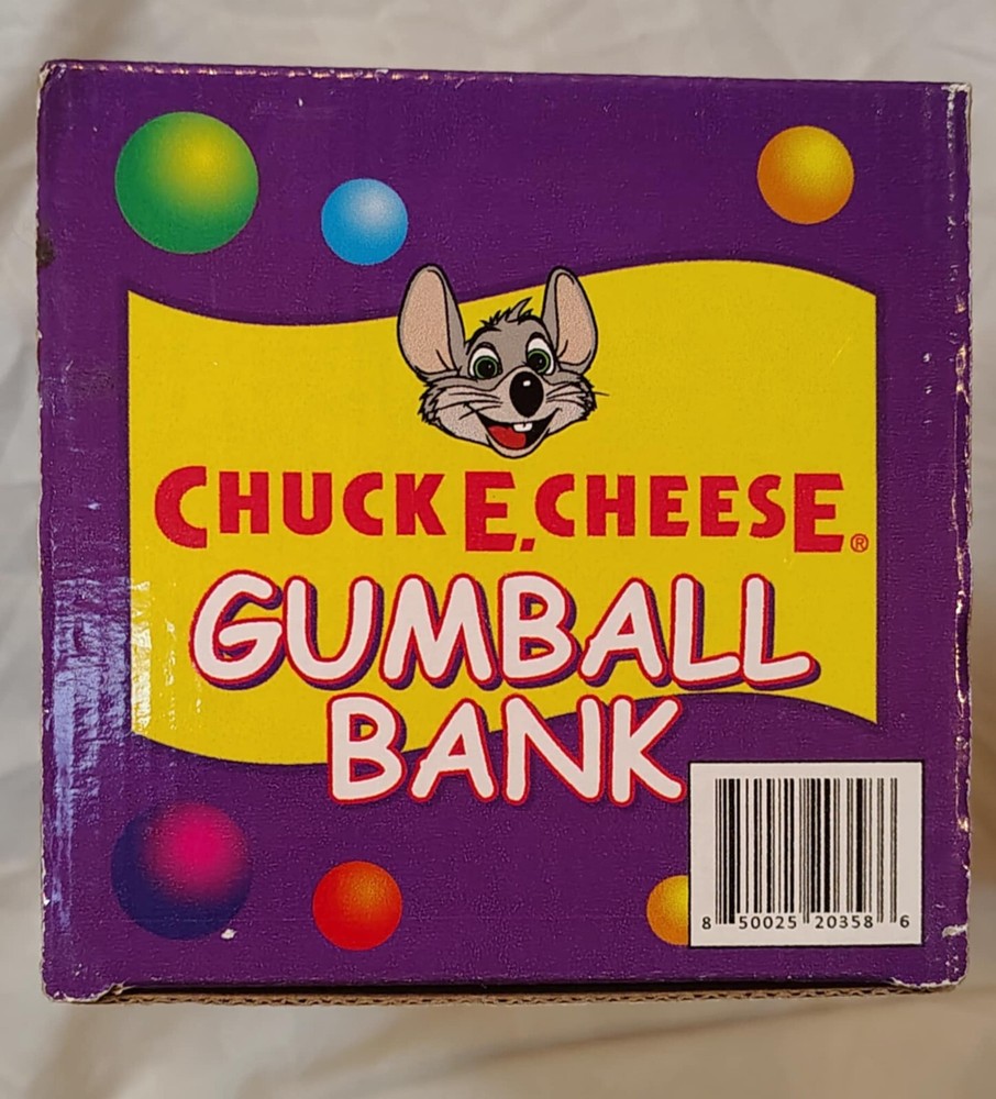 In Box Chuck E Cheese Red Plastic Candy Gumball Machine 10" 2007