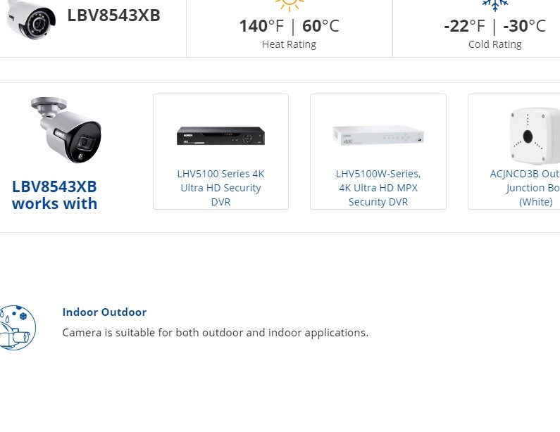 Lorex LBV8543XB 4K / 8MP Ultra HD Active Deterrence Security Camera
