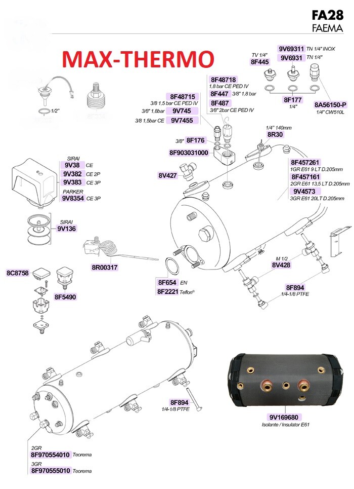 FAEMA 3761132007 E92 BOILER TEMPERATURE PROBE 1/2'' Error E4
