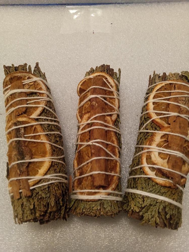 3 PCS Cedar with Orange & cinnamon Smudge Stick Bundle WSOC