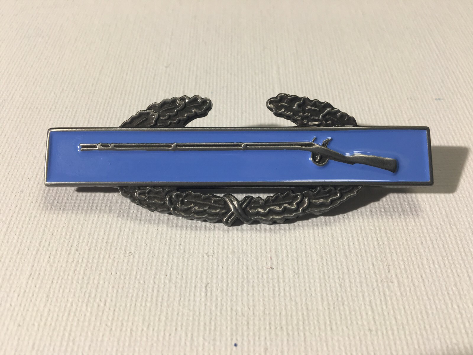 US ARMY COMBAT INFANTRY BADGE ANTIQUE SILVER REGULATION SIZE MEASURES 3 INCHES