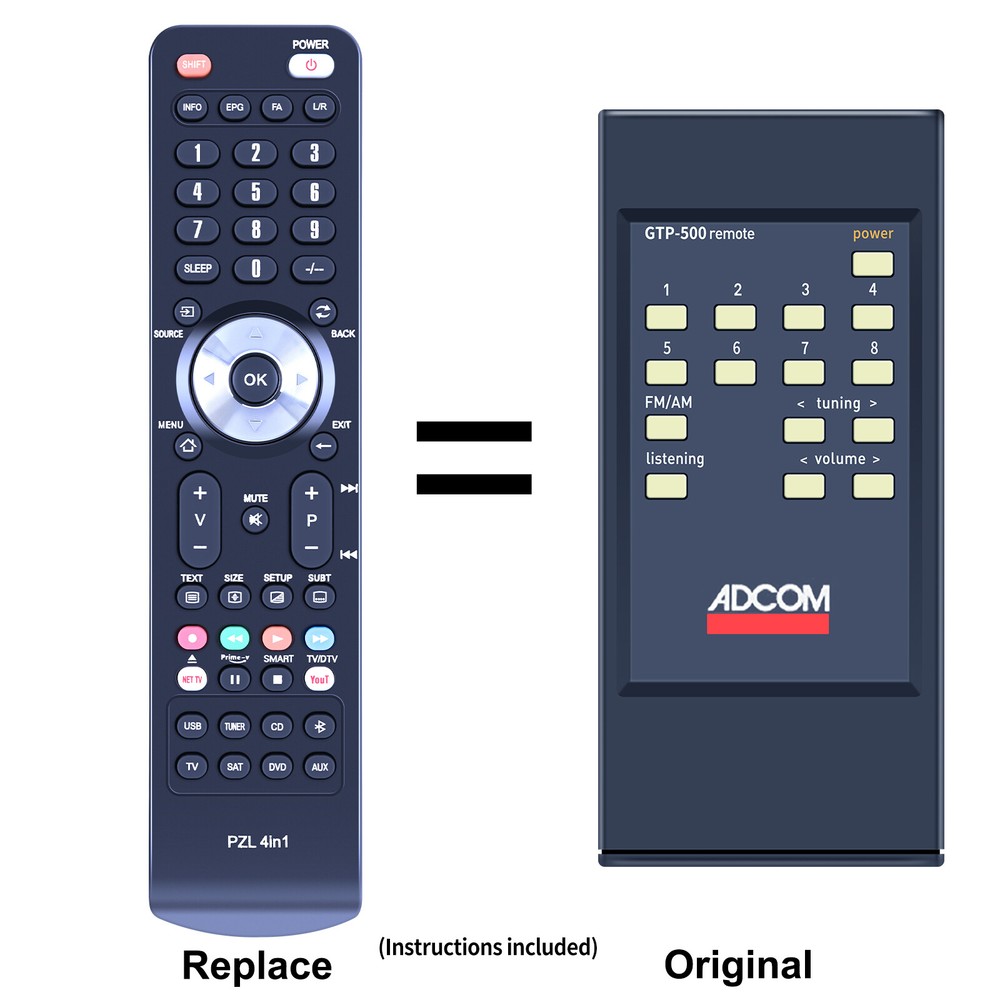 Replacement Remote Control For Adcom GTP-500 Pre-Amplifier