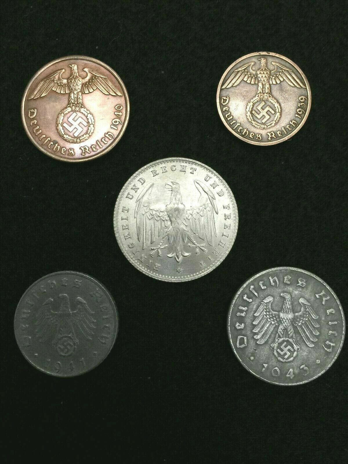 Rare WW2 German Coins Set with Secure Display Case Historical WW2 Artifacts