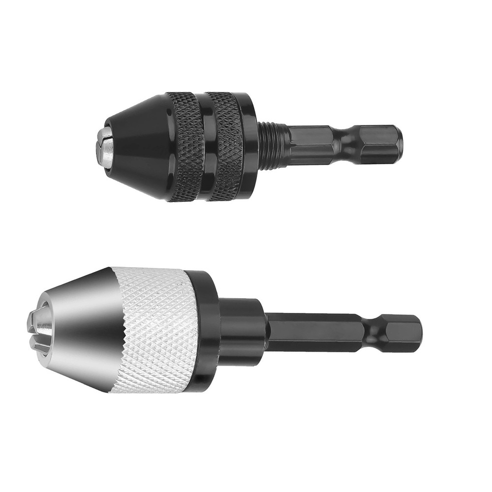 2x Keyless Chuck Adapter 1/4" Hex Shank Durable For Power Tools Quick Change