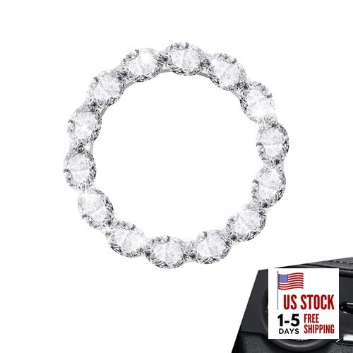 Car Push Start Button Cover, Shiny Key Ignition Switch Knob Ring, Crystal