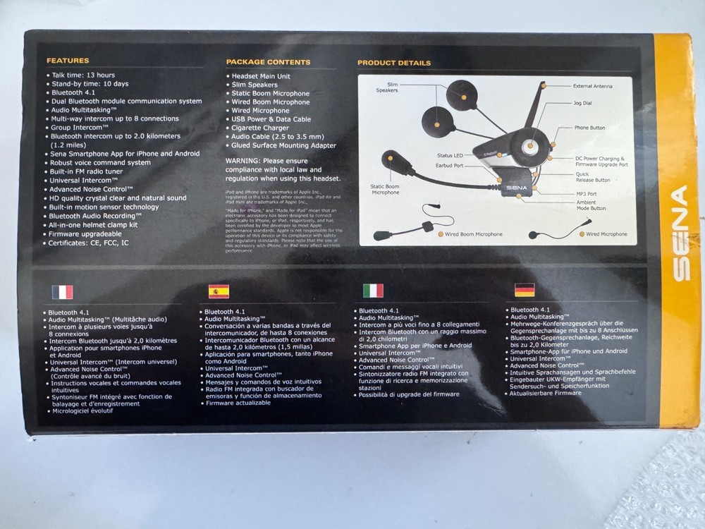 Sena 20S Slim 4.1 Speaker Pack Motorcycle Bluetooth Communication System