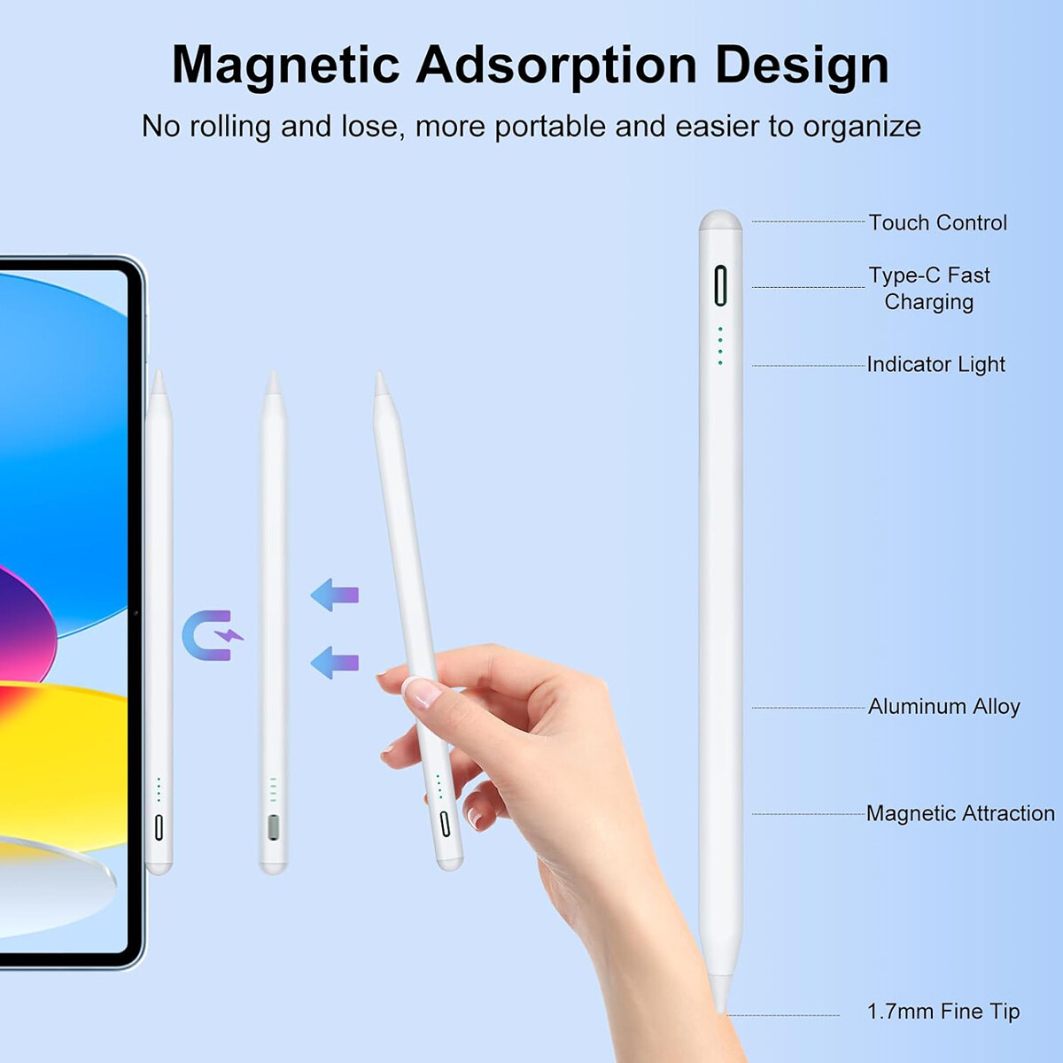 Stylus Pen for Apple iPad Pencil 10/9/8/7/6th Mini 5/6th Air 5/4th Pro 11/12.9''