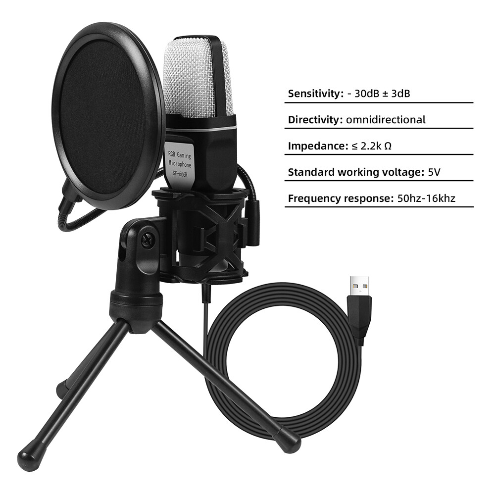 Microphone Mic Kit Broadcasting Singing Studio Recording Condenser For PC Laptop