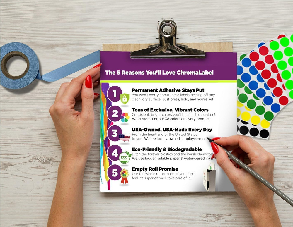 1/2 Inch Circle Sticker Labels, Easy to Write on Color Coding Labels, Permanent