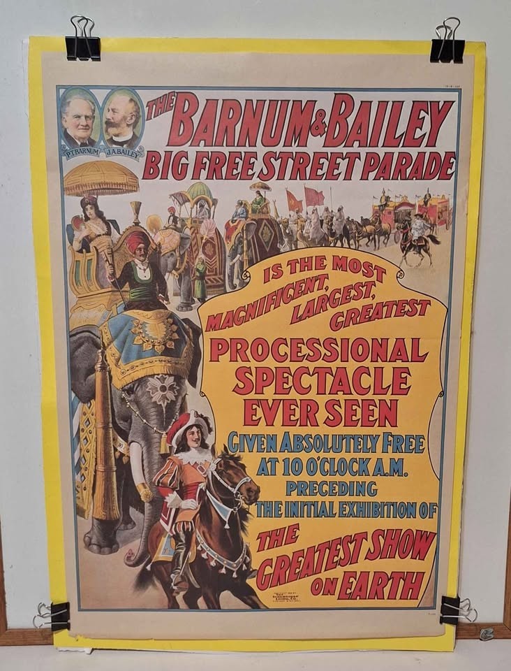 RARE VTG 1971 Ringling Bros Barnum & Bailey Big Free Street Parade Circus Poster