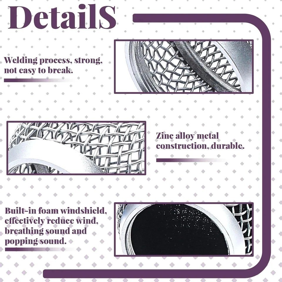 4 Pack SM58 Microphone Head Replacement Standard Size Grille Mic Replacement wit