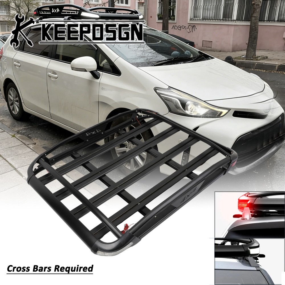 For Toyota Prius Aluminum Top Roof Rack Cargo Carrier Basket Holder LED Lights