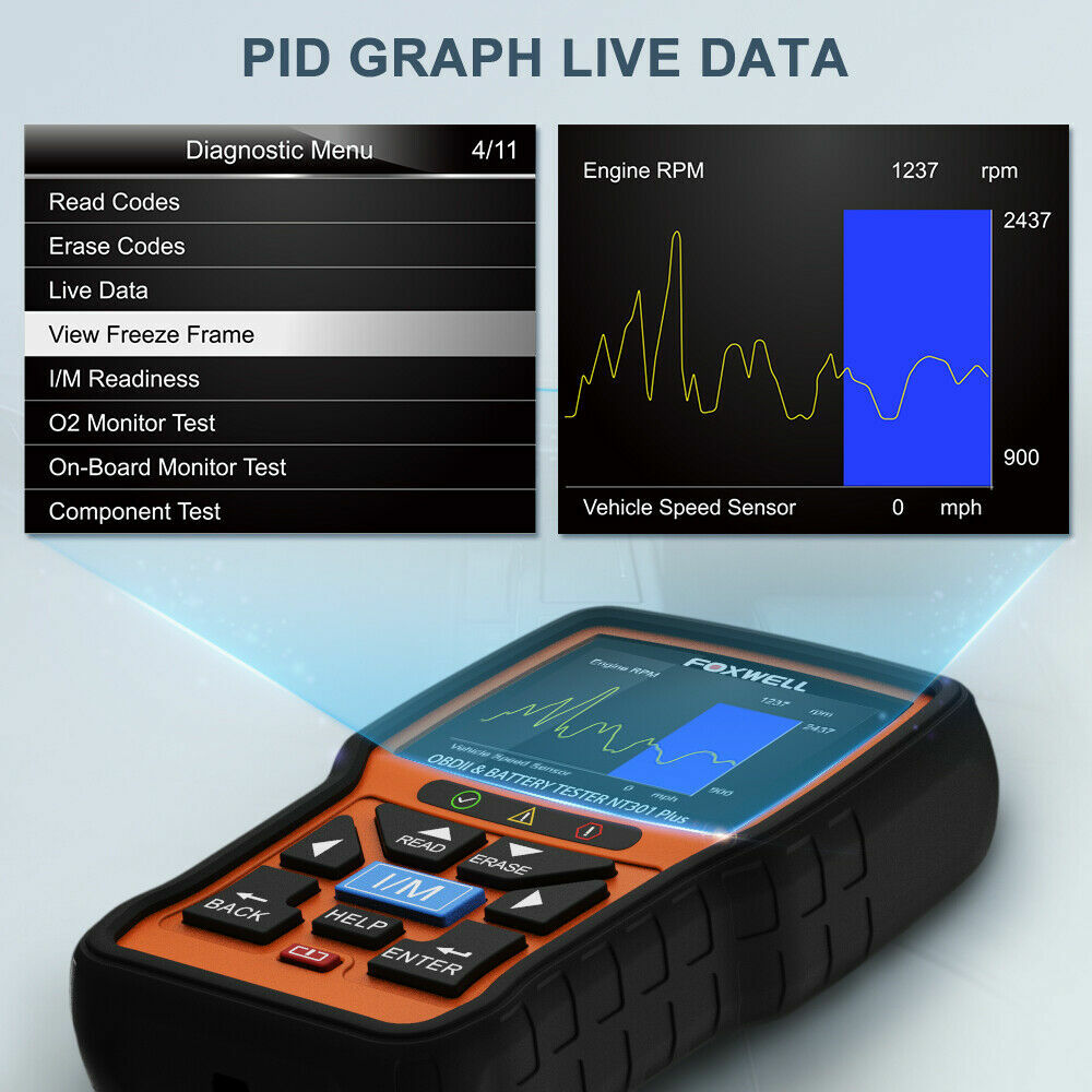 Foxwell NT301 Plus Car Engine OBD2 Scanner Diagnostic Code Reader Battery Tester