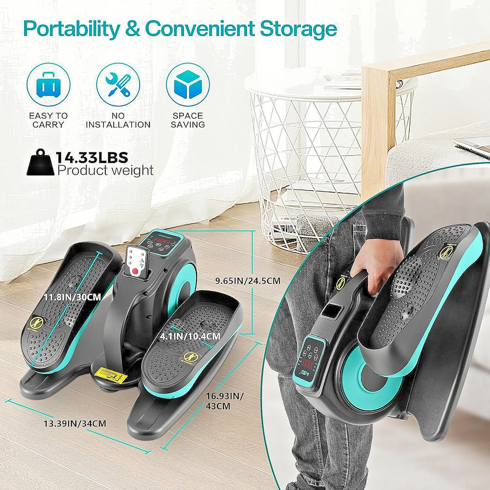 Elliptical Electric, Under Desk, Seated Pedal Exerciser with Remote Control,