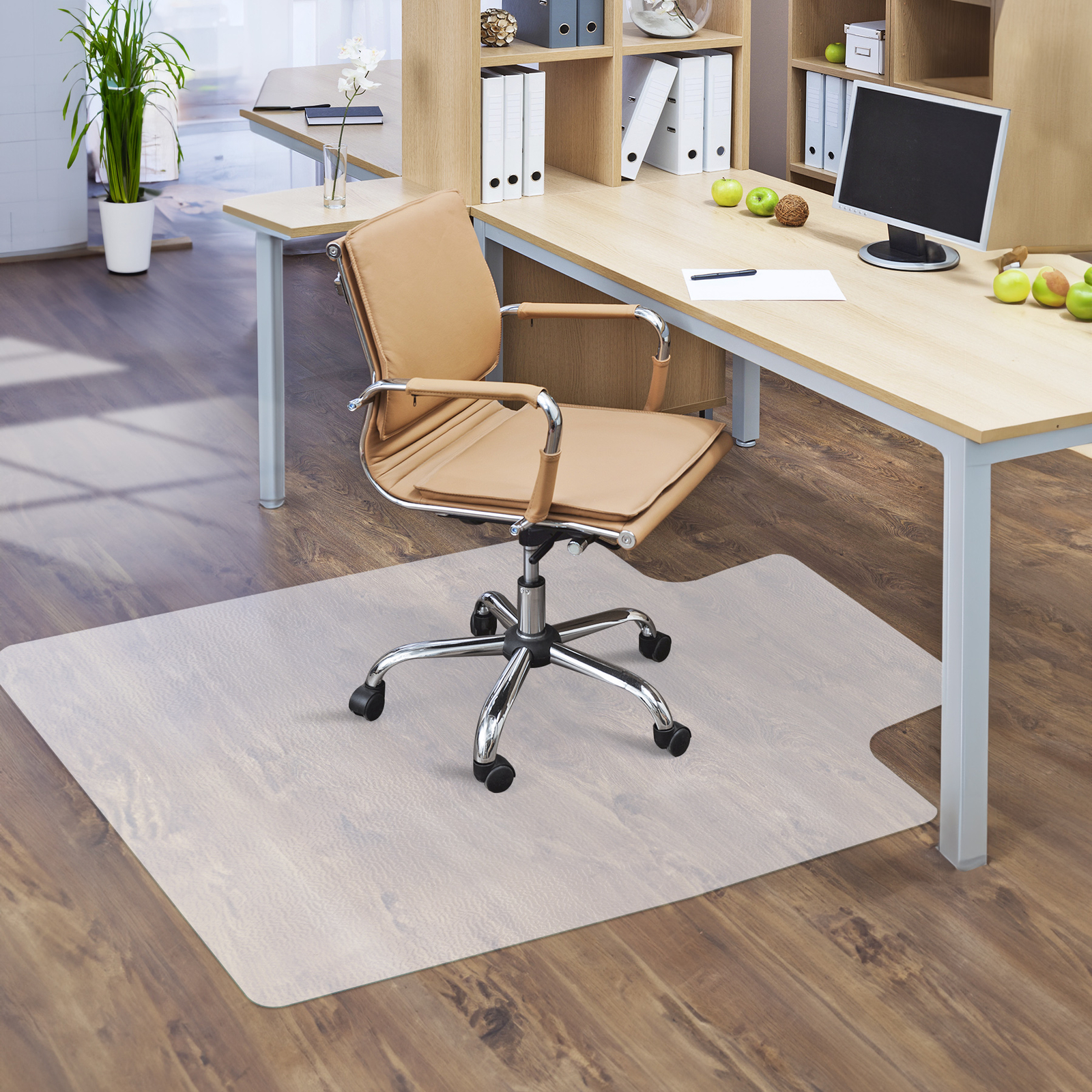 Office Desk Chair Mat for Hard Wood Floors 48" x 36" Clear PVC Floor Mat w/ Lip