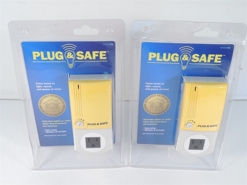 Lot 2 Plug & Safe Motion Sensor Detector Wireless Home Theft Security System PS8