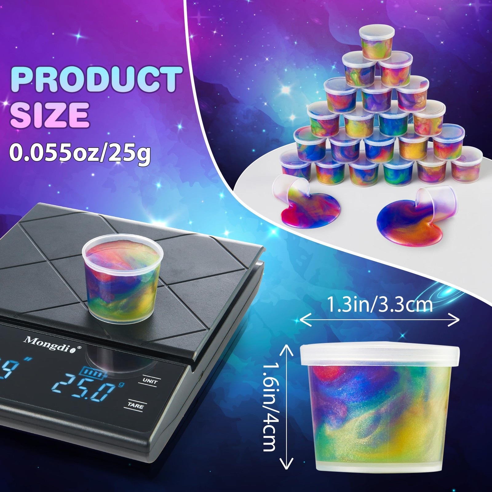 Ankyle 24 Pack Galaxy Slime Party Favors 1.6 inches x x 1.3