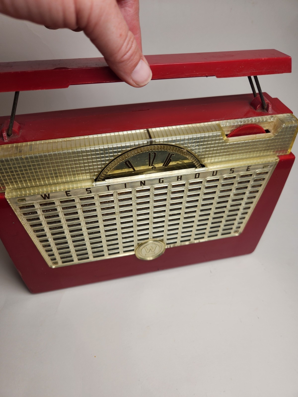 Vintage Westinghouse H409P4 Red Portable Tube Radio Mid Century Atomic Retro