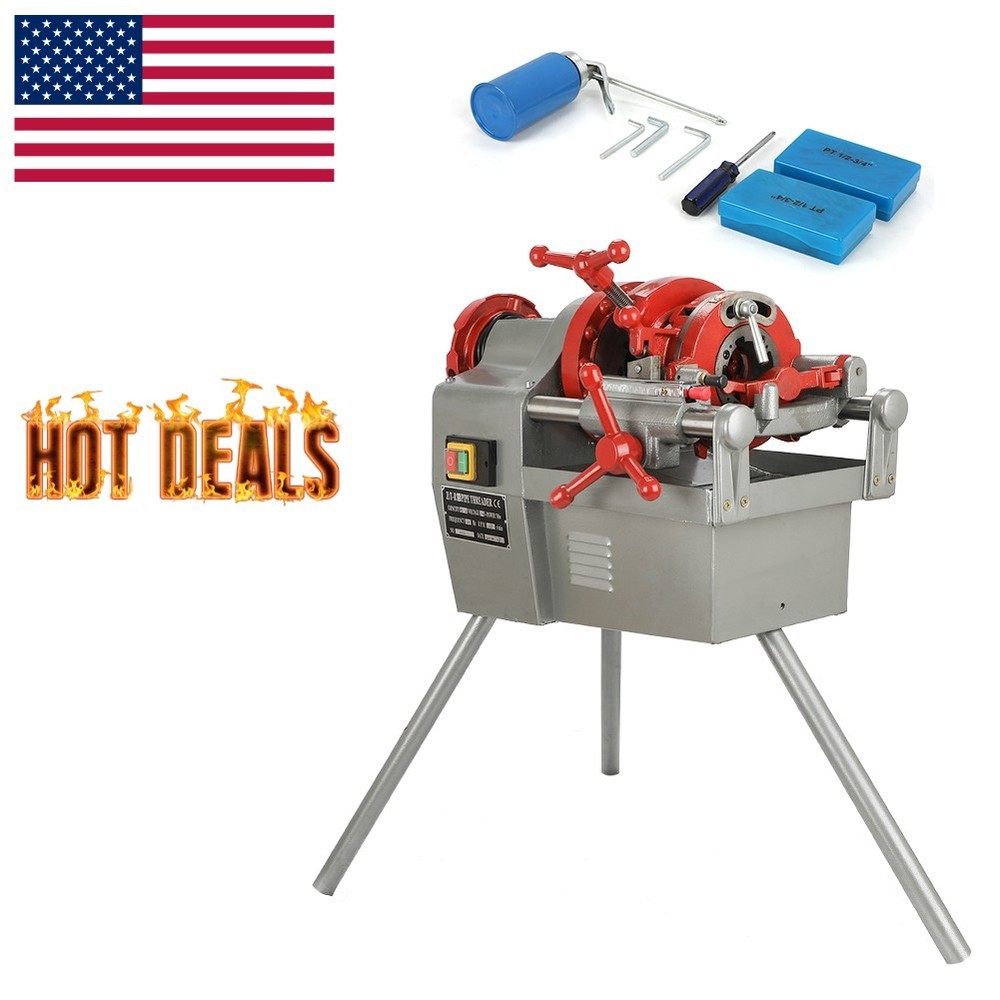 750W Electric Pipe Threader Machine 3 Legs (1/2" - 2") Threading Cutter USA
