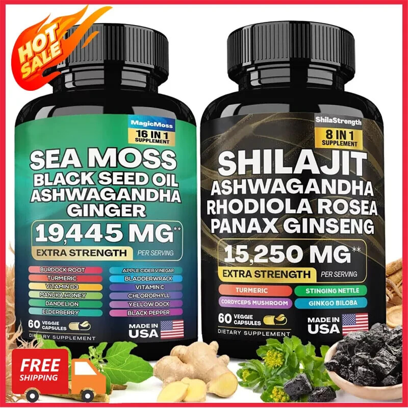 Sea Moss & Shilajit (Black Seed Oil, Turmeric, Ashwagandha, Ginger, Vitamin D