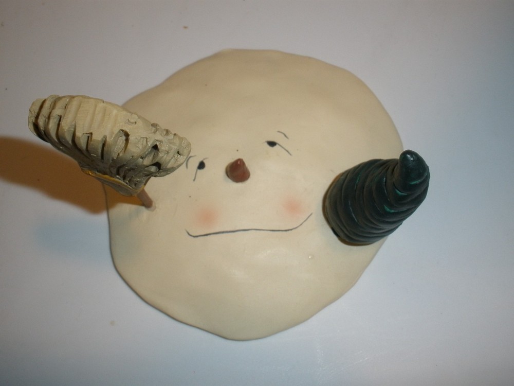 Signed & Numbered Melted Snowman Figure CUTE Approx 3"x4"