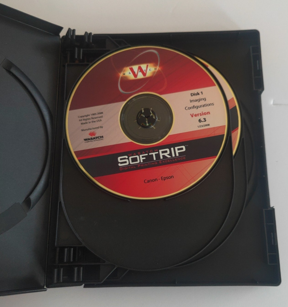 WASATCH SoftRIP 6.3 SOFTWARE Install Disks & Passcode Canon EPSON, NO Dongle