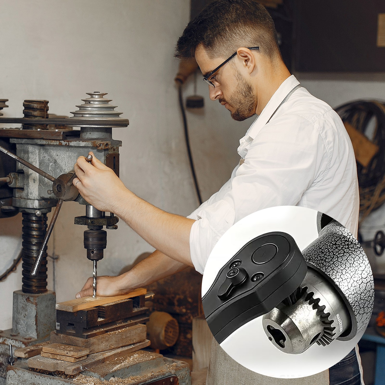 2-in-1 Ratchet Drill Chuck Key Wrench Universal Drill Chuck Key Replacement Tool