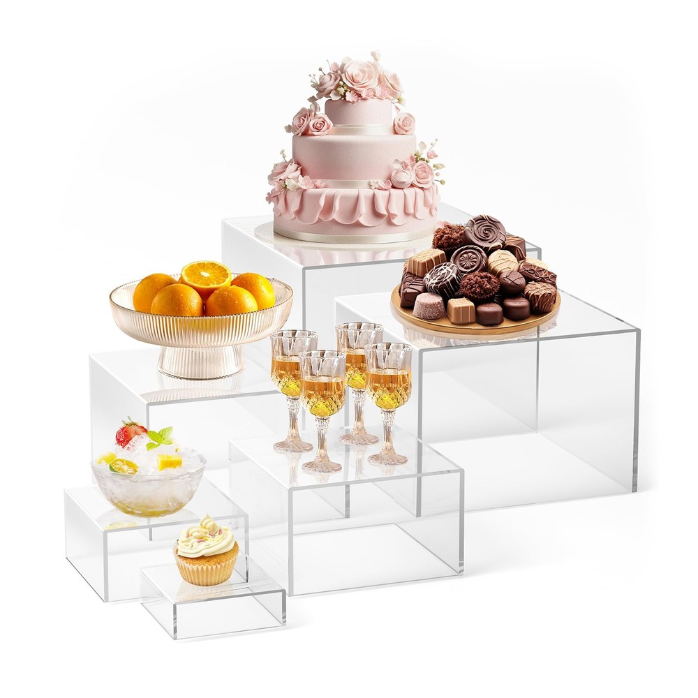 KOLIPI 6Pcs Buffet Risers, Food Risers for Buffet Table, Acrylic Boxes for Di...