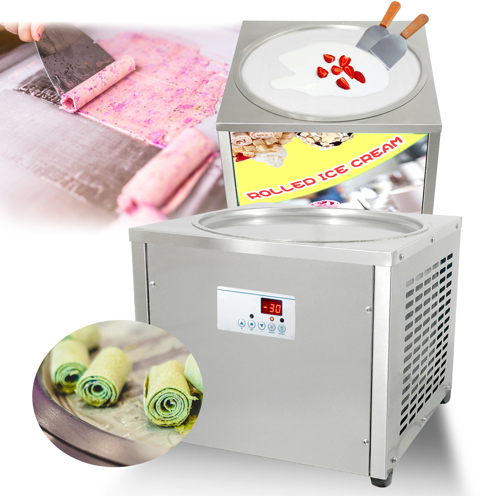 Kolice Desktop single round pan rolled ice cream machine,fry yogurt machine
