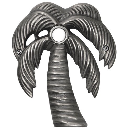 Doorbell Large Palm Tree Beach Pewter Push Lighted Button Solid Brass