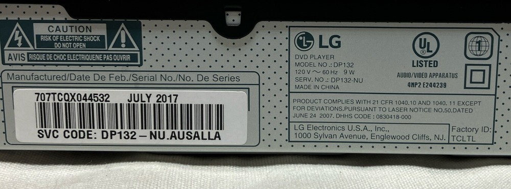 LG DP132 DVD/CD Player - Tested