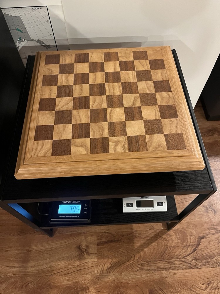 Vintage Hand Made Solid Oak Chess-Checker Board