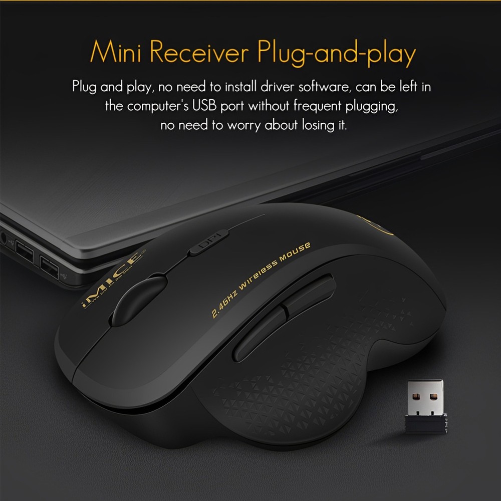 2.4GHz Wireless Optical Mouse Computer Mice 6 Buttons & USB Receiver for Laptop