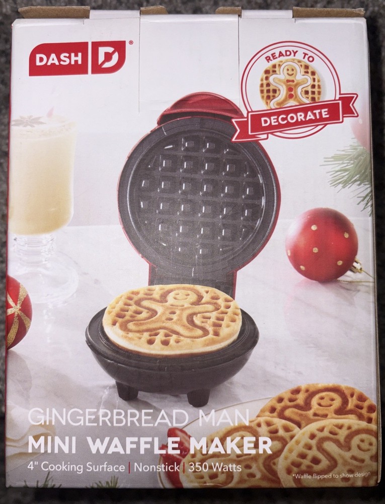 Dash Gingerbread Man Mini Waffle Maker 350W Nonstick Surface